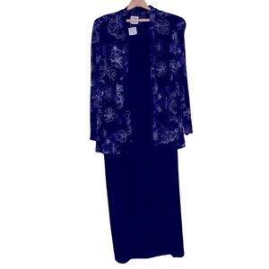 R&M Richards By Karen Kwang Velvet Evening Gown & Glitter Jacket Set in Size XL